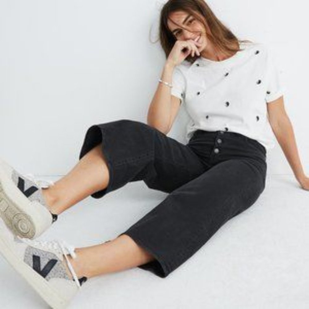 Madewell J7952 Wide Leg Crop Jean Size 27 black